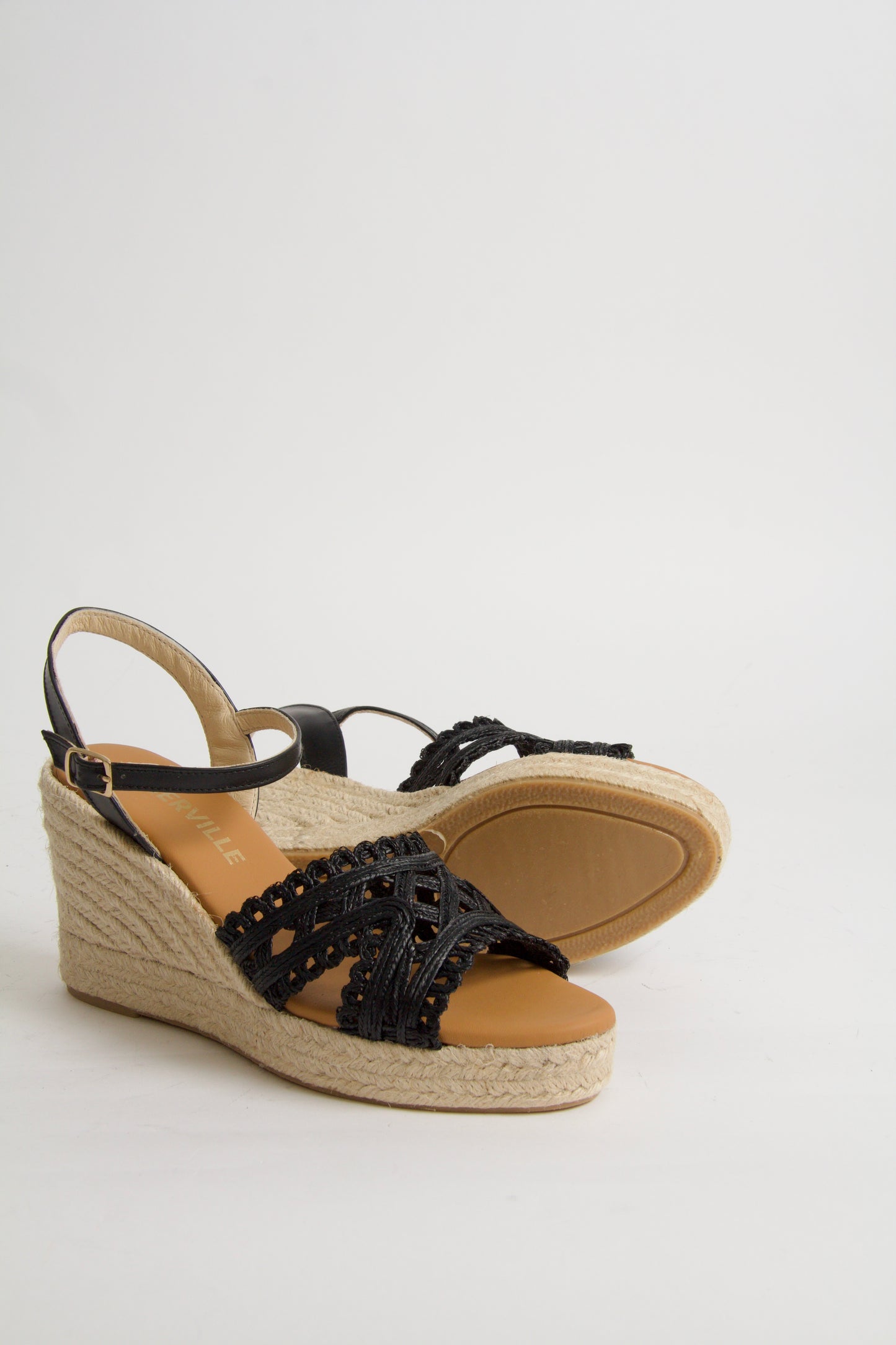 Viveca Svart Espadrillos med Kilklack