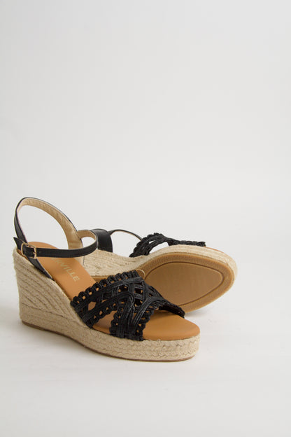 Viveca Black Wedge Espadrilles
