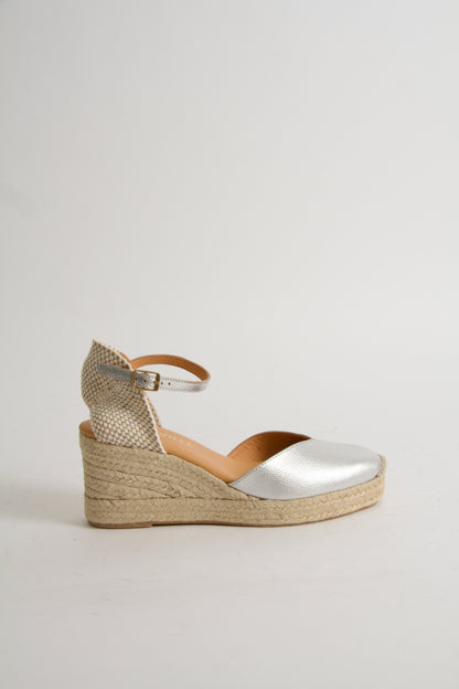 Victoria Silver Espadrillos med Kilklack