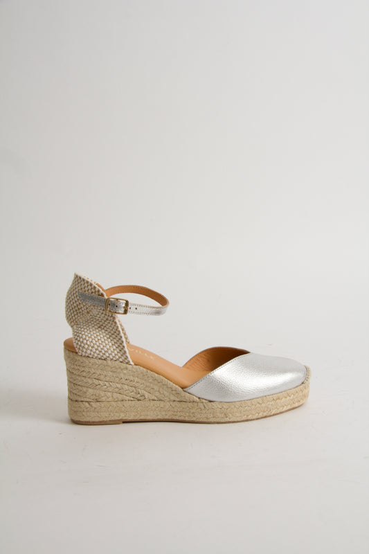 Victoria Silver Wedge Espadrilles