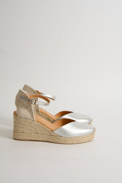 Victoria Silver Espadrillos med Kilklack