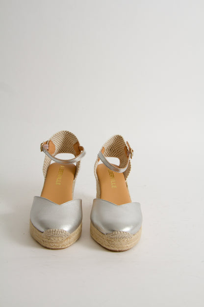 Victoria Silver Espadrillos med Kilklack