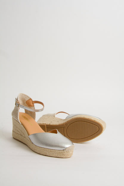 Victoria Silver Espadrillos med Kilklack