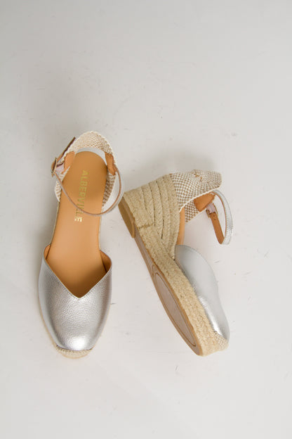 Victoria Silver Espadrillos med Kilklack