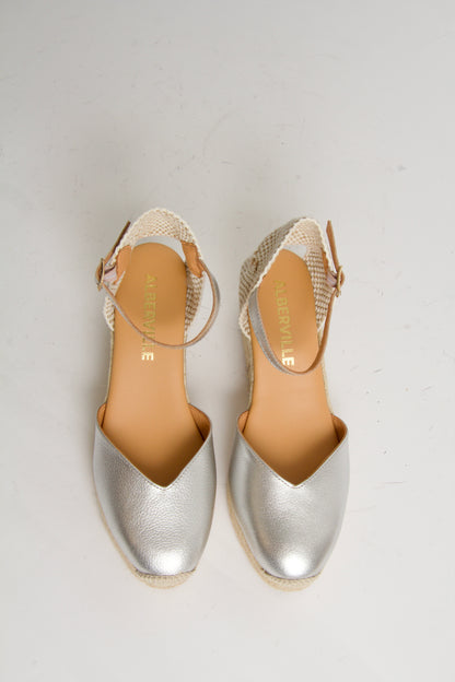 Victoria Silver Espadrillos med Kilklack