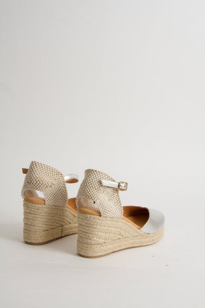 Victoria Silver Espadrillos med Kilklack
