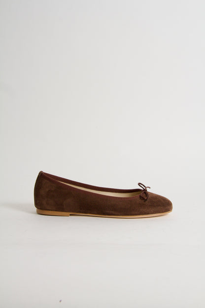 Vanessa Chocolate Brown Suede Ballerina Shoes
