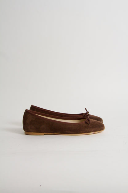 Vanessa Chocolate Brown Suede Ballerina Shoes