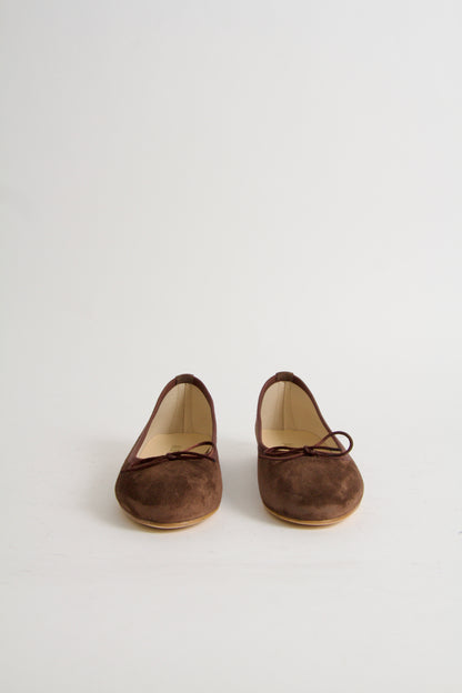 Vanessa Chocolate Brown Suede Ballerina Shoes