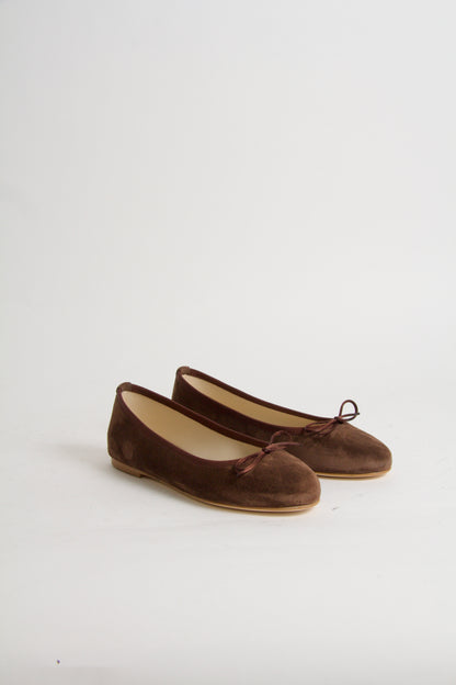 Vanessa Chocolate Brown Suede Ballerina Shoes