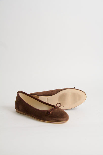 Vanessa Chocolate Brown Suede Ballerina Shoes