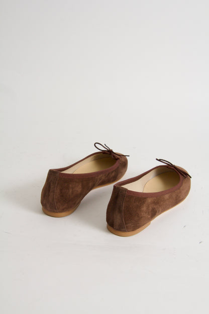 Vanessa Chocolate Brown Suede Ballerina Shoes