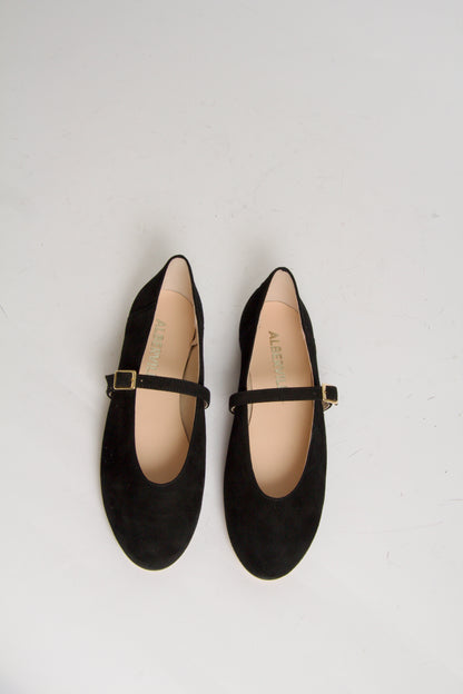 Wanda Black Suede Mary Janes