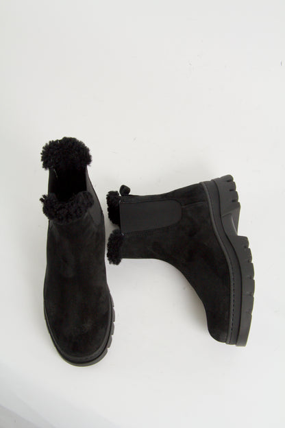Winter Black Suede Chelsea Boots