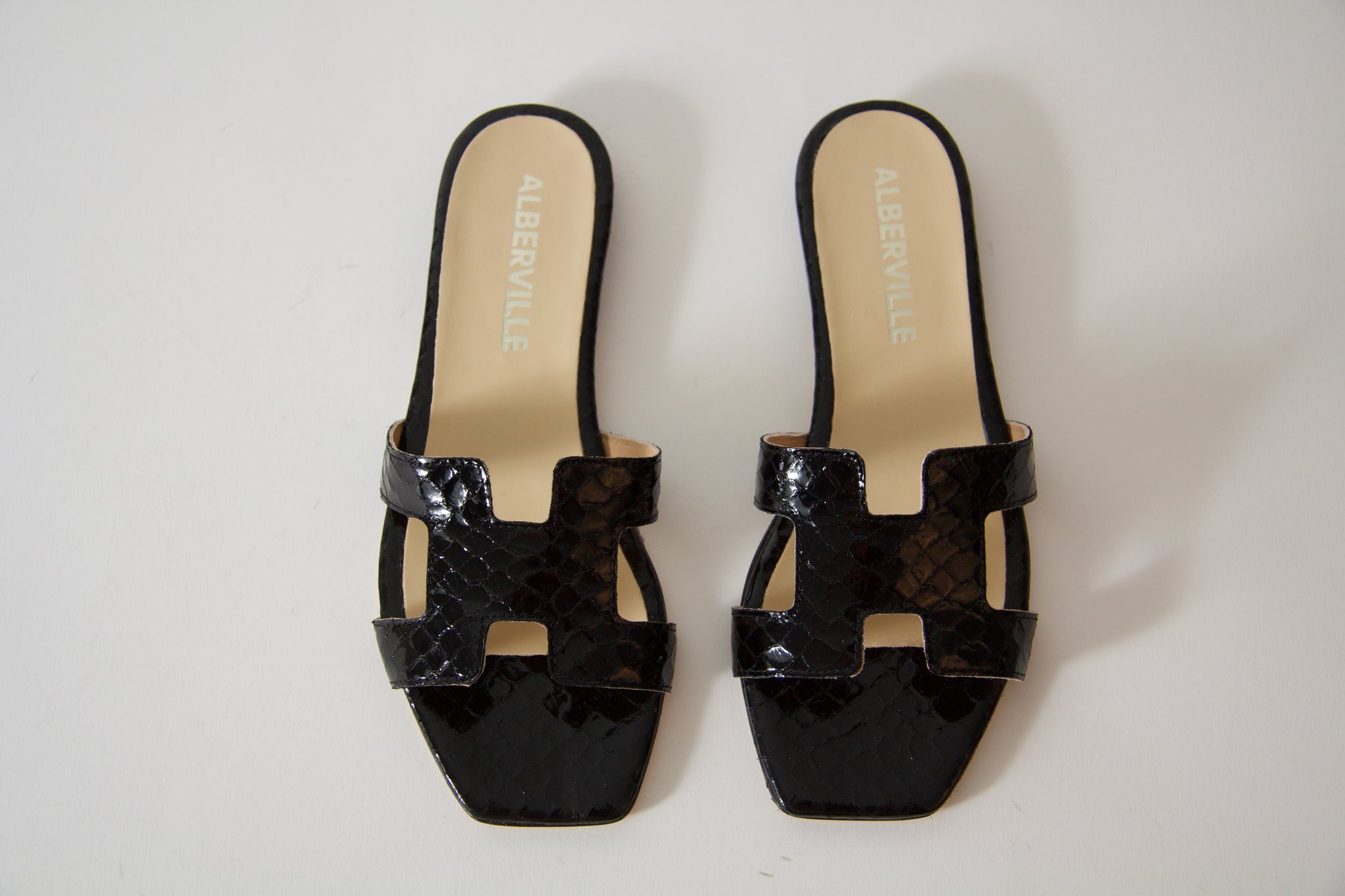 Kay Black Snake Sandals