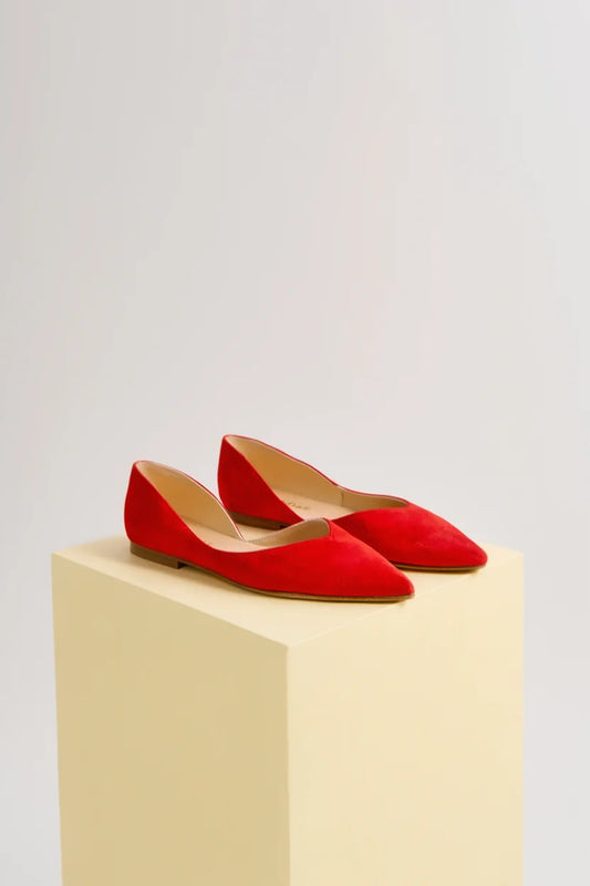 Tabitha Red Suede Ballerina Shoes