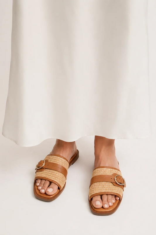 Vide Sandaler i Naturell Raffia