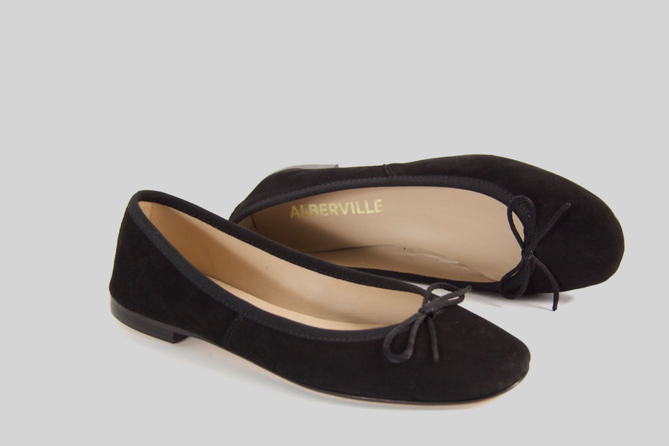 Black suede ballerina discount flats