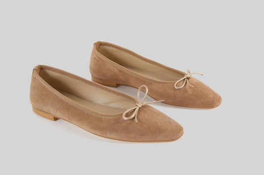 Maxine Nougat Suede Ballerina