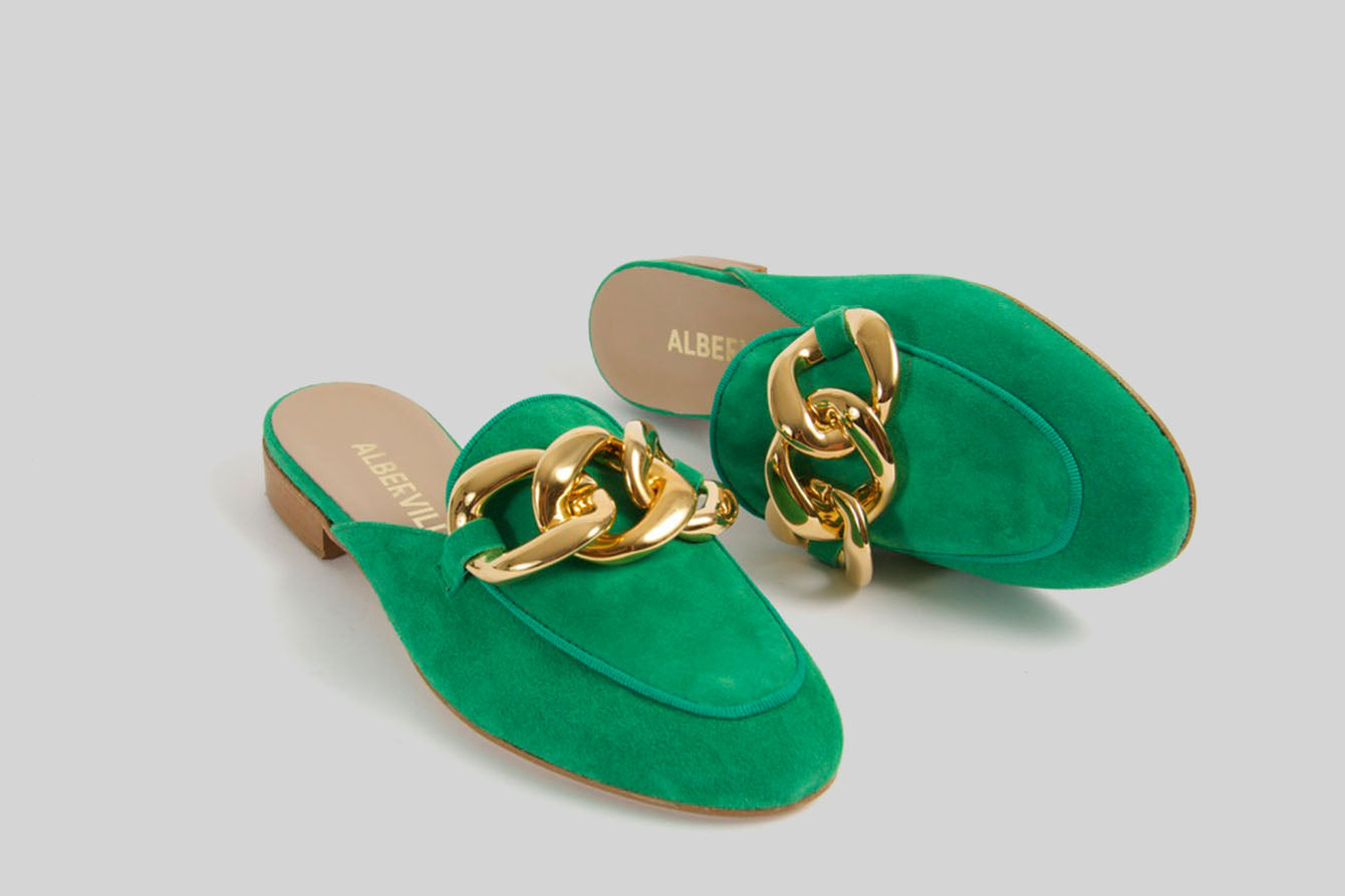 Odette Emerald Green Slip-on Loafers