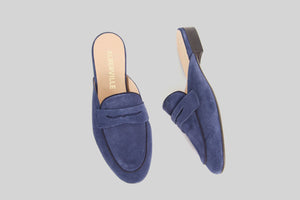 Blue slipon loafer.