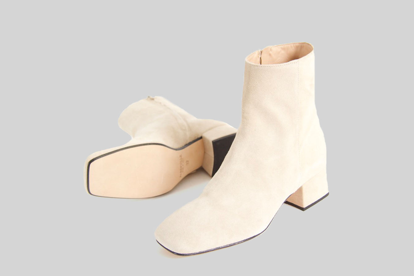 Beige Suede Ankle Boot.