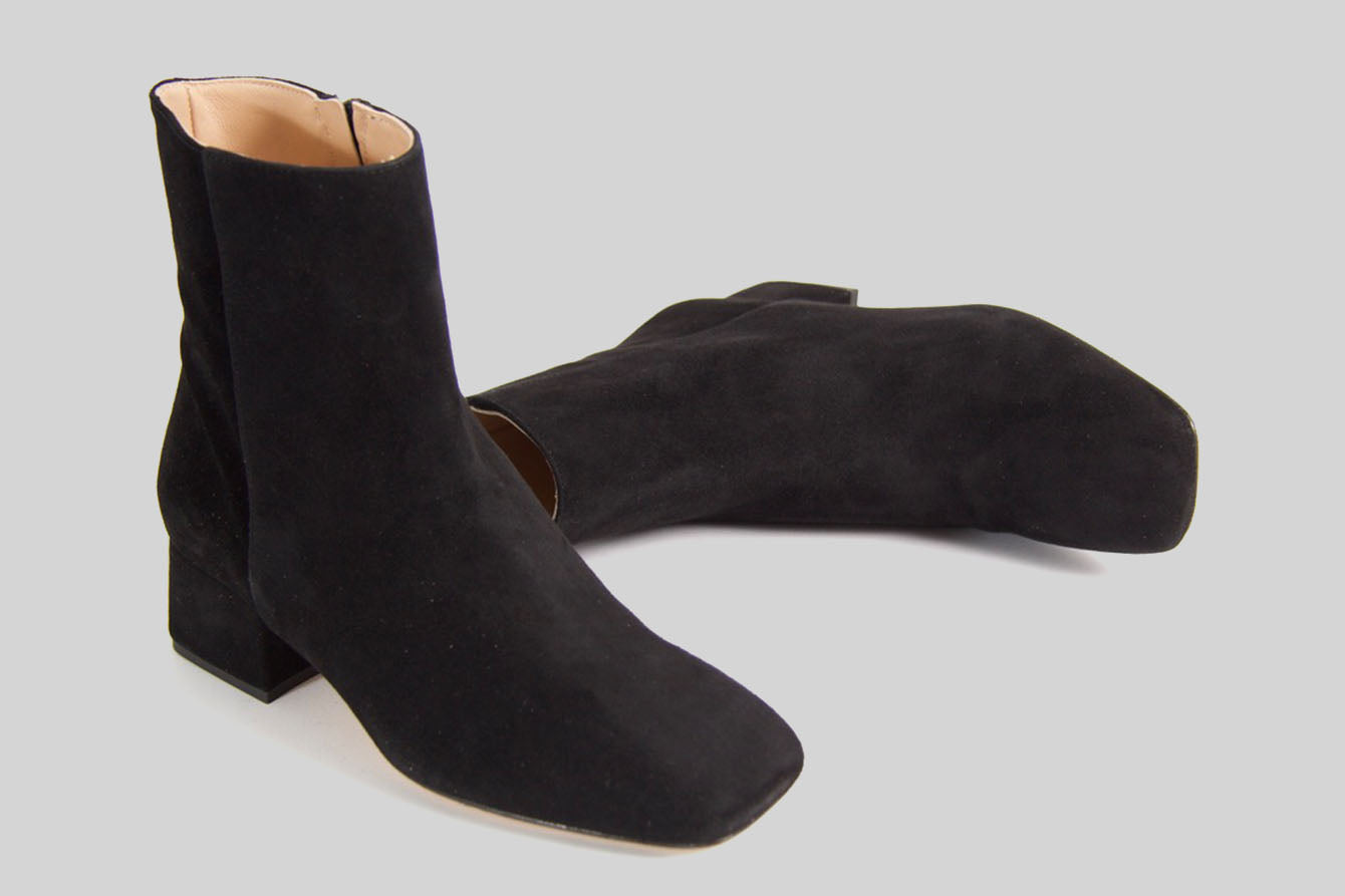 Black Suede Ankle Boot.